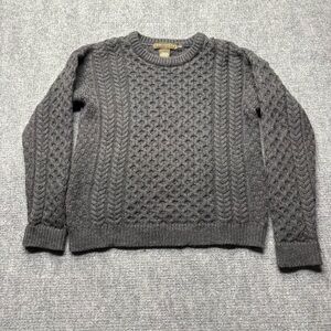 INIS CRAFTS Sweater Mens Large Gray Aran Fisherman 100% Merino Wool Ireland Made